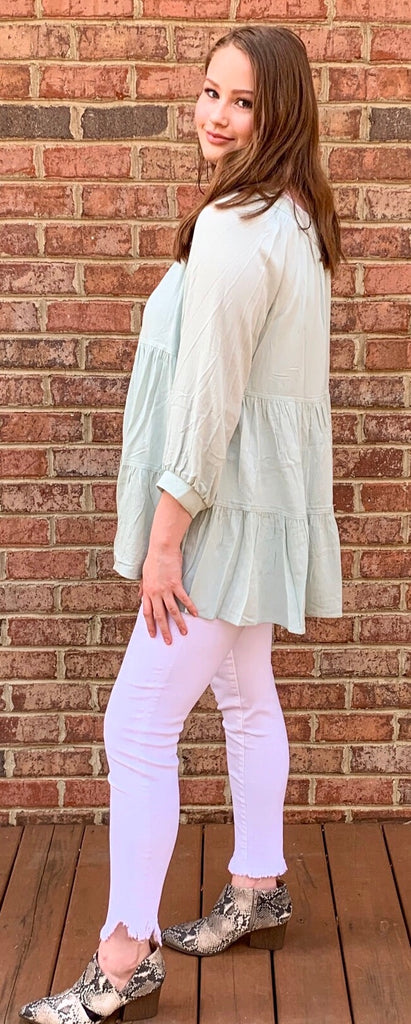 Minty Ruffles Tunic Blouse (S-3X)