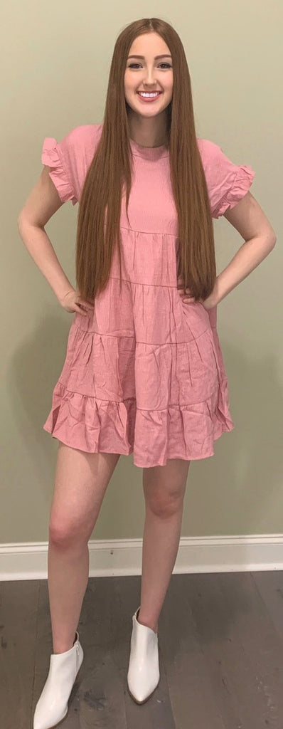 Happy Ruffles Blush Babydoll Dress (S-L)