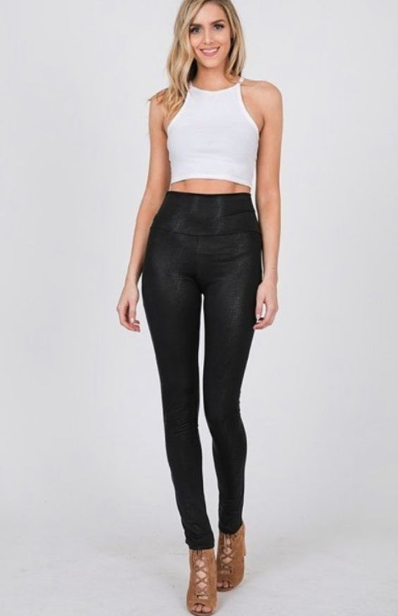 Black Snakeskin Print Leggings (S-3XL)