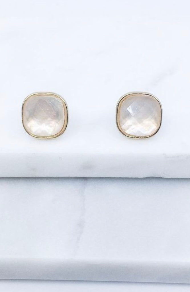 Pink Cushion Stud Earrings