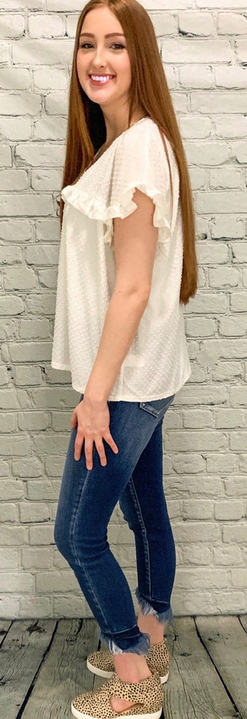 Swiss Dot Cream Blouse (S-2XL)