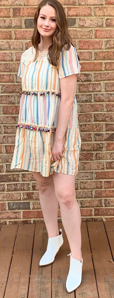 Pretty in Pom Poms Dress (S-3X)