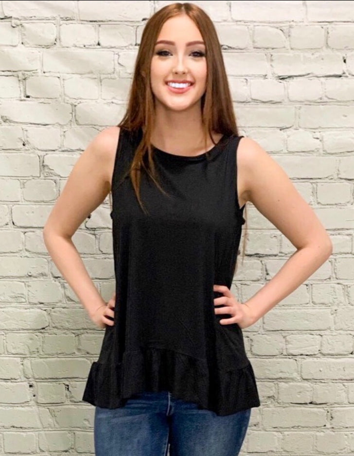 Soft Ruffles Black Tunic (S-3X)