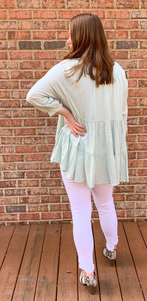 Minty Ruffles Tunic Blouse (S-3X)