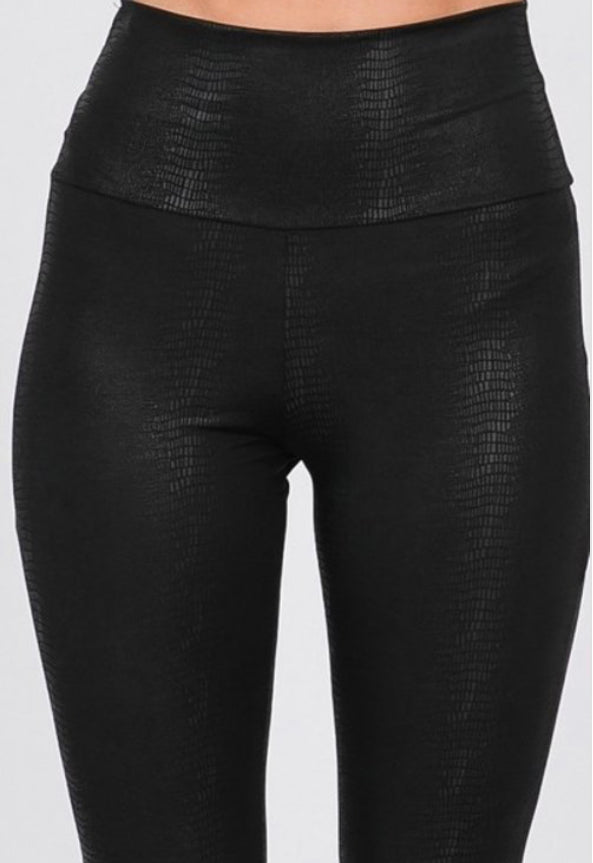 Black Snakeskin Print Leggings (S-3XL)