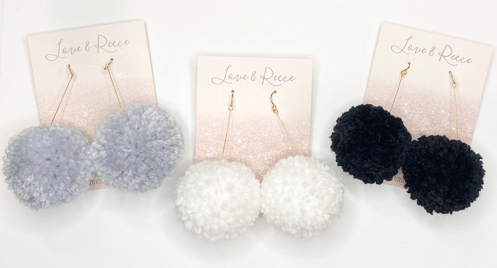 Neutral Collection Pom Pom Earrings