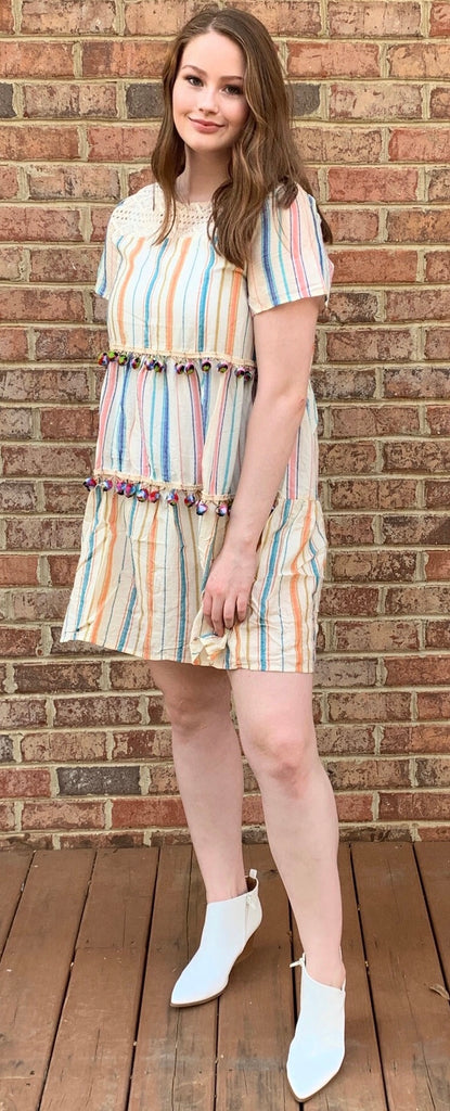 Pretty in Pom Poms Dress (S-3X)