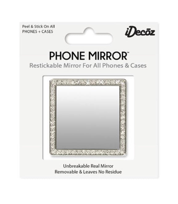 Silver Rhinestone Phone Mirror