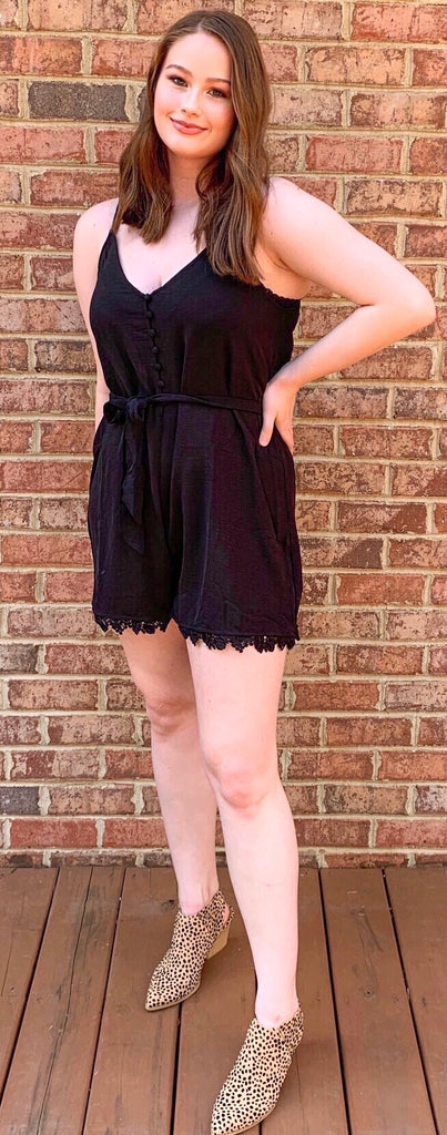 Sunny Days Lacy Black Romper (S-L)