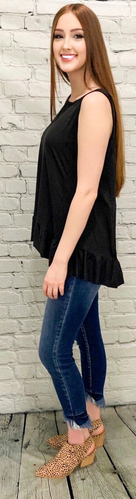 Soft Ruffles Black Tunic (S-3X)