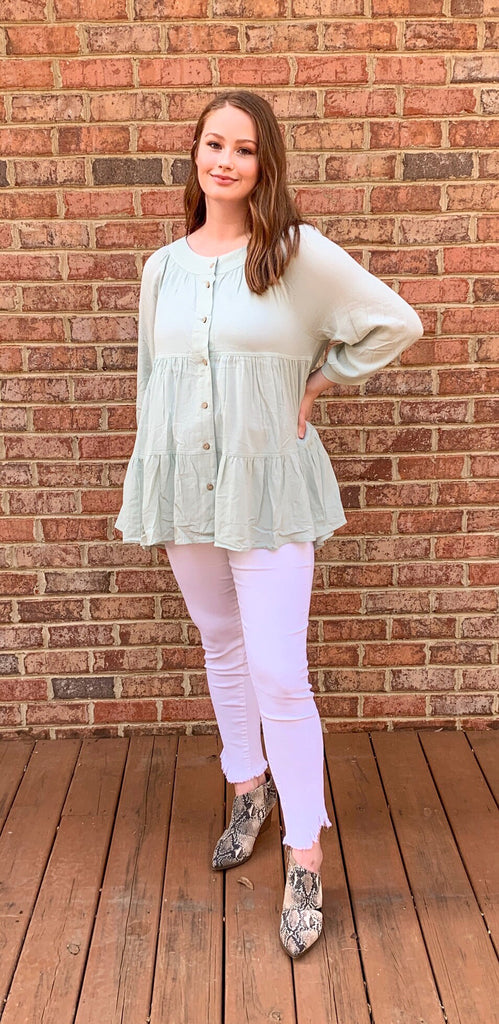 Minty Ruffles Tunic Blouse (S-3X)
