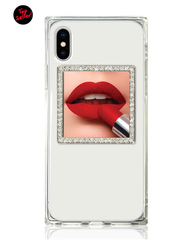 Silver Rhinestone Phone Mirror