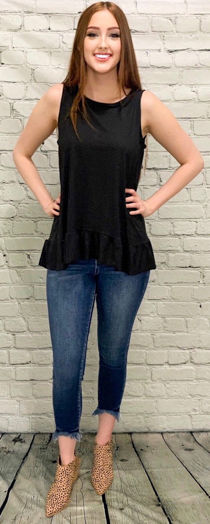 Soft Ruffles Black Tunic (S-3X)