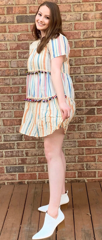 Pretty in Pom Poms Dress (S-3X)