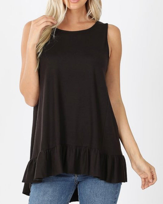 Soft Ruffles Black Tunic (S-3X)