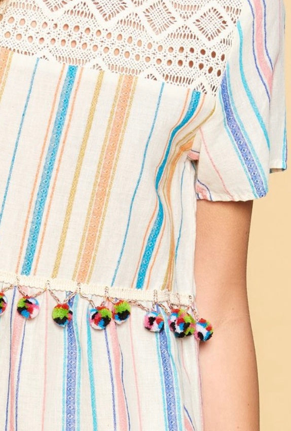 Pretty in Pom Poms Dress (S-3X)