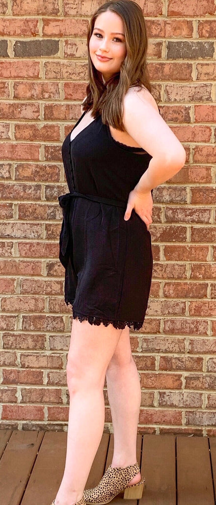 Sunny Days Lacy Black Romper (S-L)