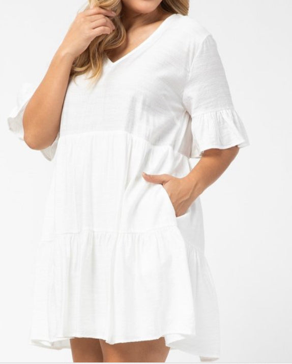 Feeling Flirty White Dress (Plus XL-2XL)