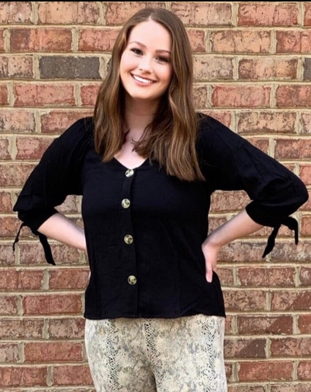 Buttons & Bows Blouse (S-3XL)