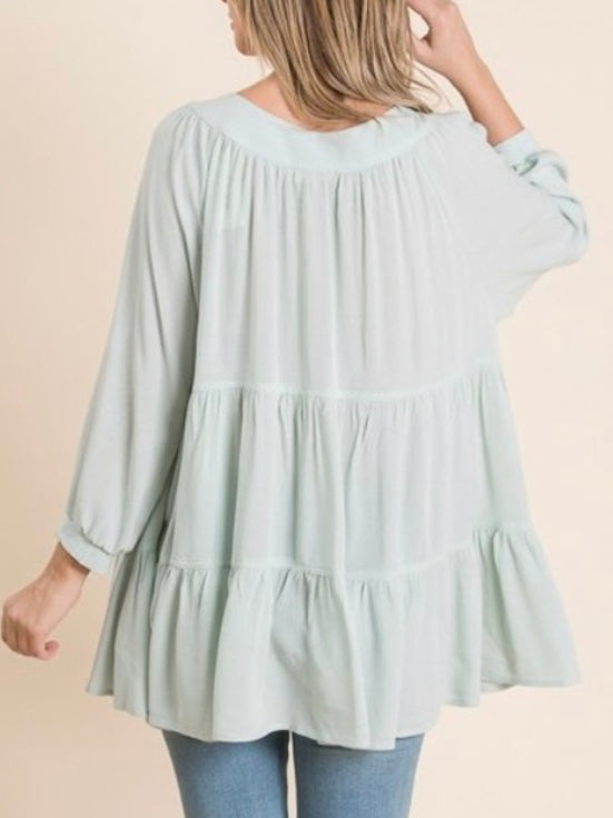 Minty Ruffles Tunic Blouse (S-3X)