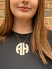 Floating Two Letter Circle Block Monogram Necklace
