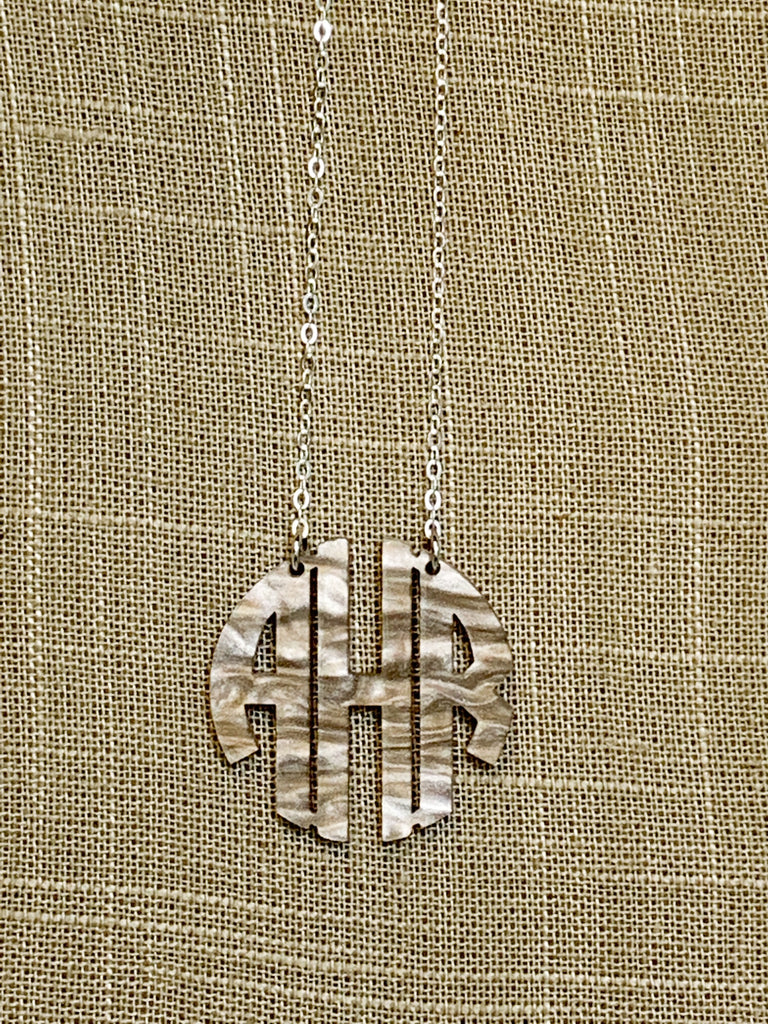 Floating Circle Block Monogram Necklace