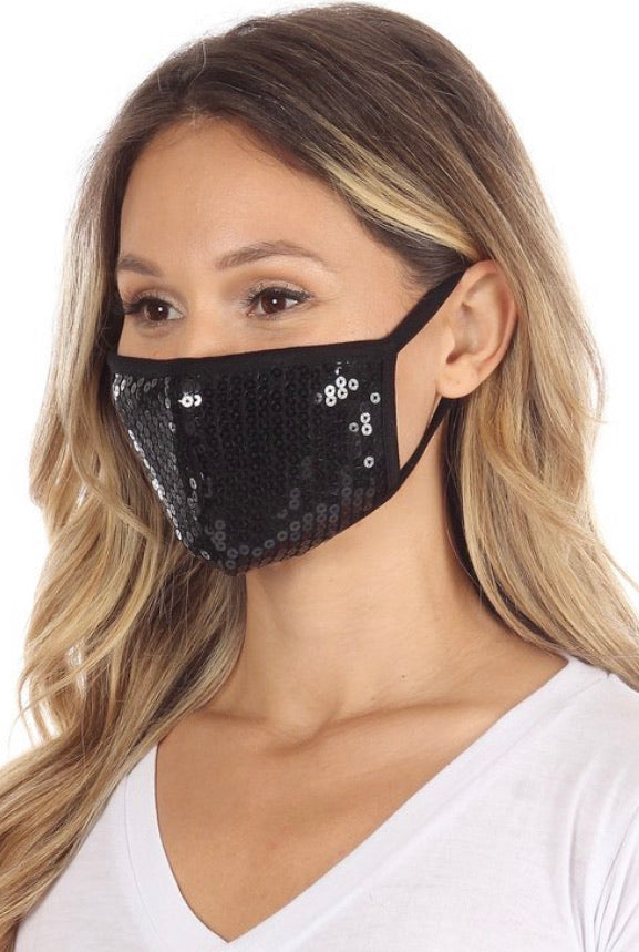Black Sequin Face Mask