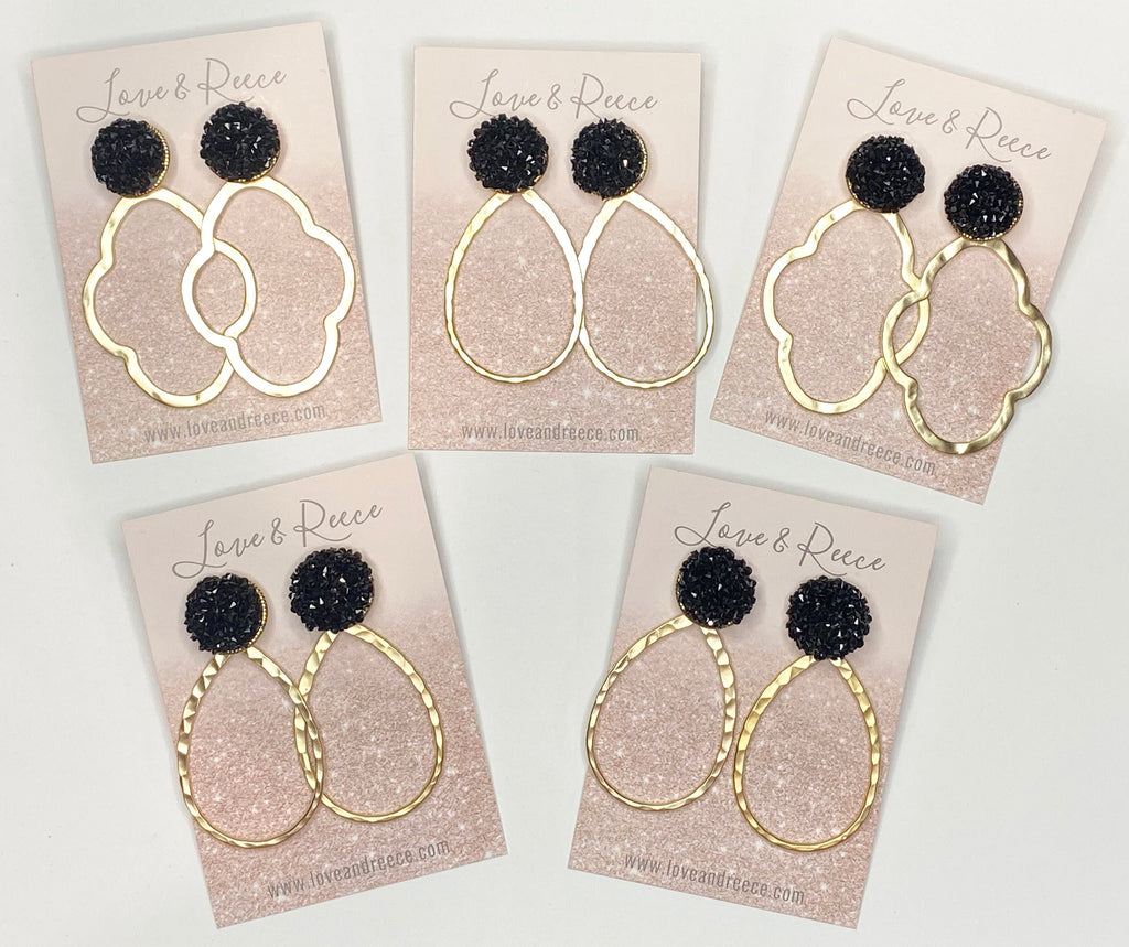 Black Glitter Earrings