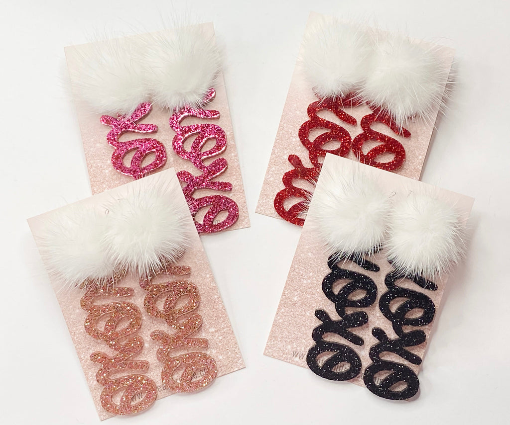 Valentine’s Day Beaded XOXO Script Earrings