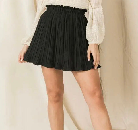 Black Pleated Mini Skirt