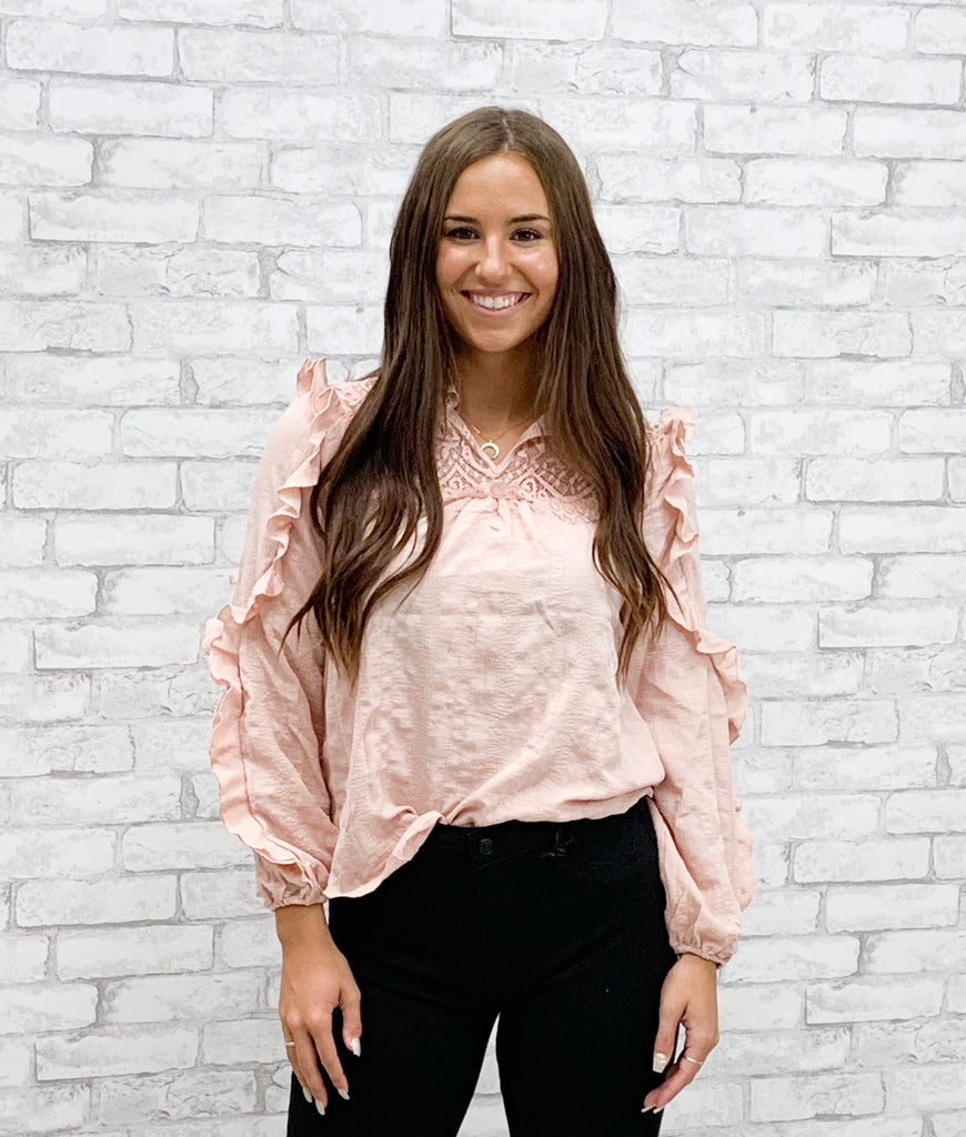 BLUSH TEXTURED WOVEN BLOUSE