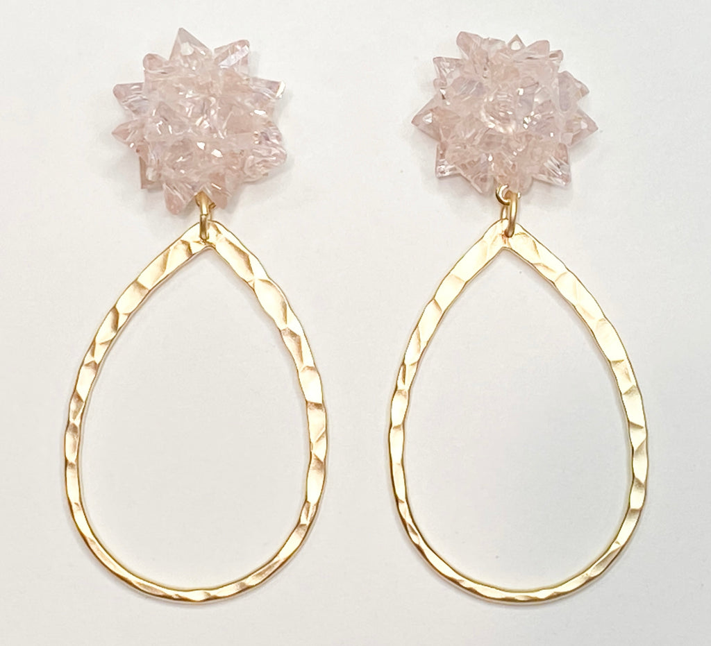 Pink Crystal Burst Earrings