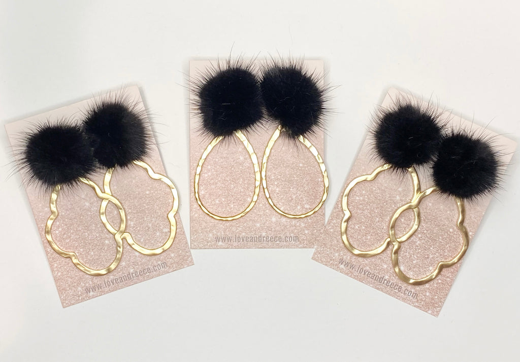 Black Fluff Earrings