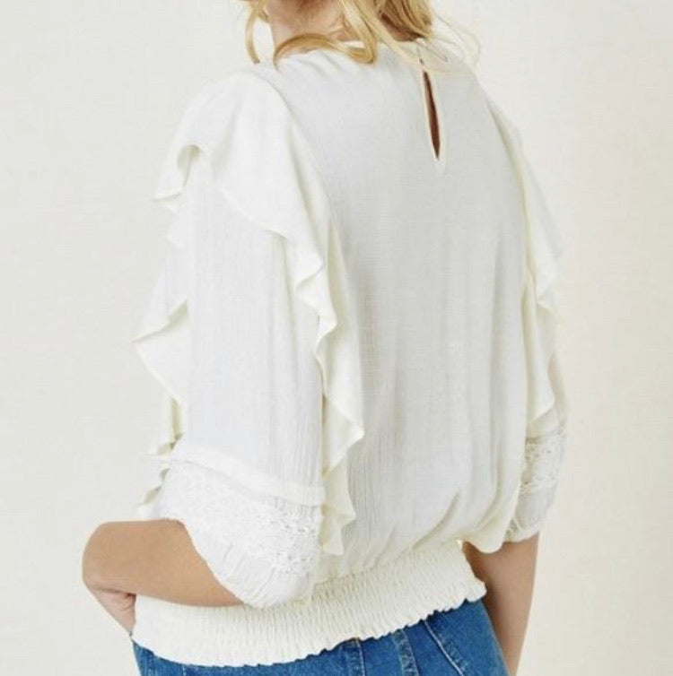 Ivory Ruffle Smock Top