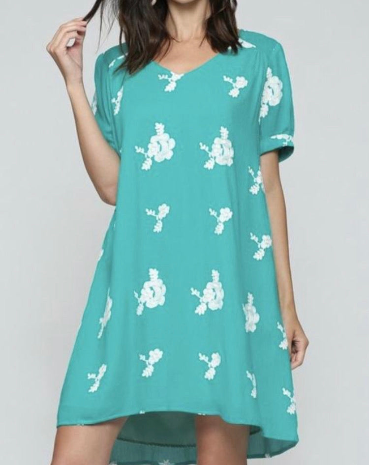 Aqua Flowers Dress