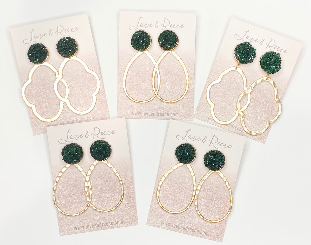 Emerald Glitter Earrings
