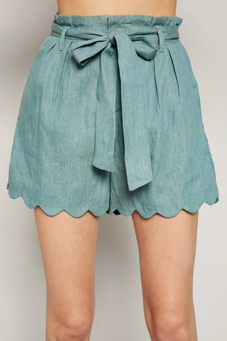 Scalloped Black Shorts