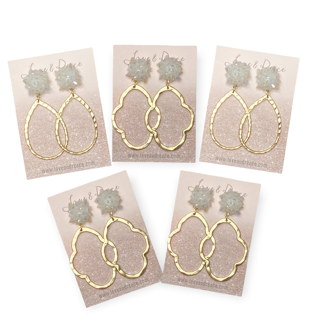 White Crystal Burst Earrings