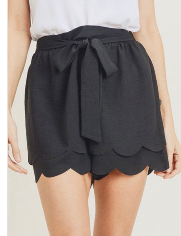 Scalloped Black Shorts