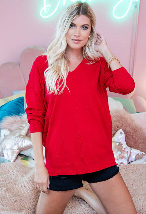 Red Hi Lo Sweater (S-L)