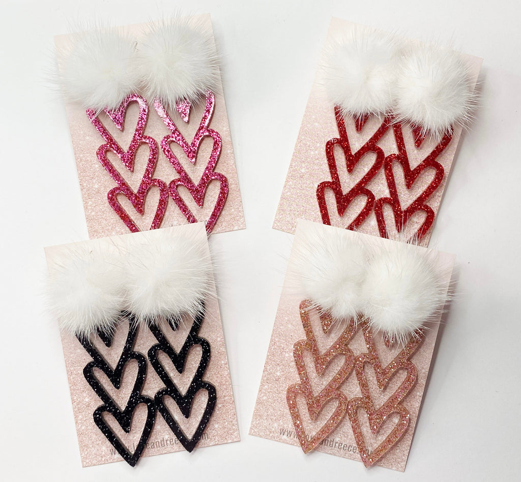 Valentine’s Day Beaded Chain of Heart Earrings