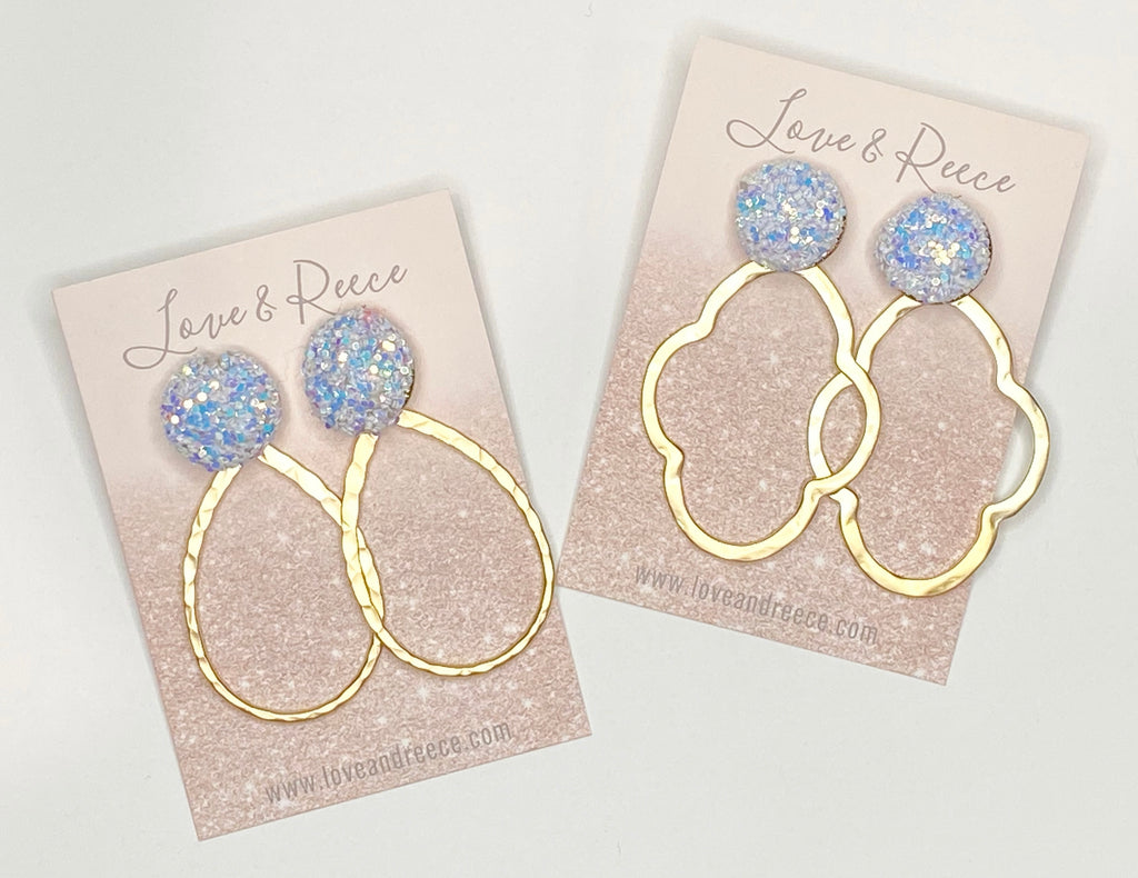 White Glitter Earrings