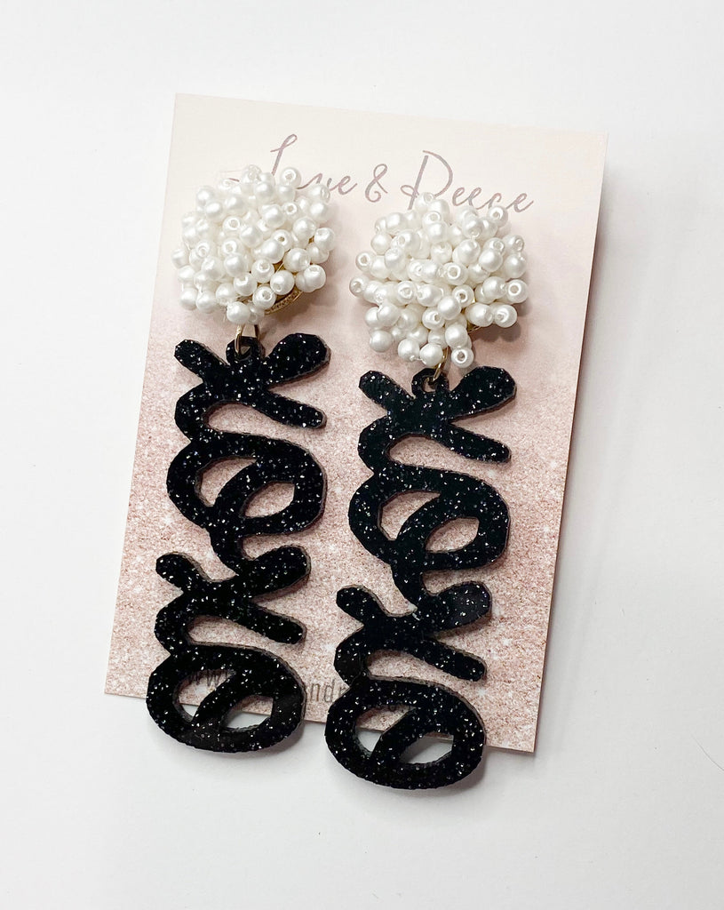 Valentine’s Day Beaded XOXO Script Earrings
