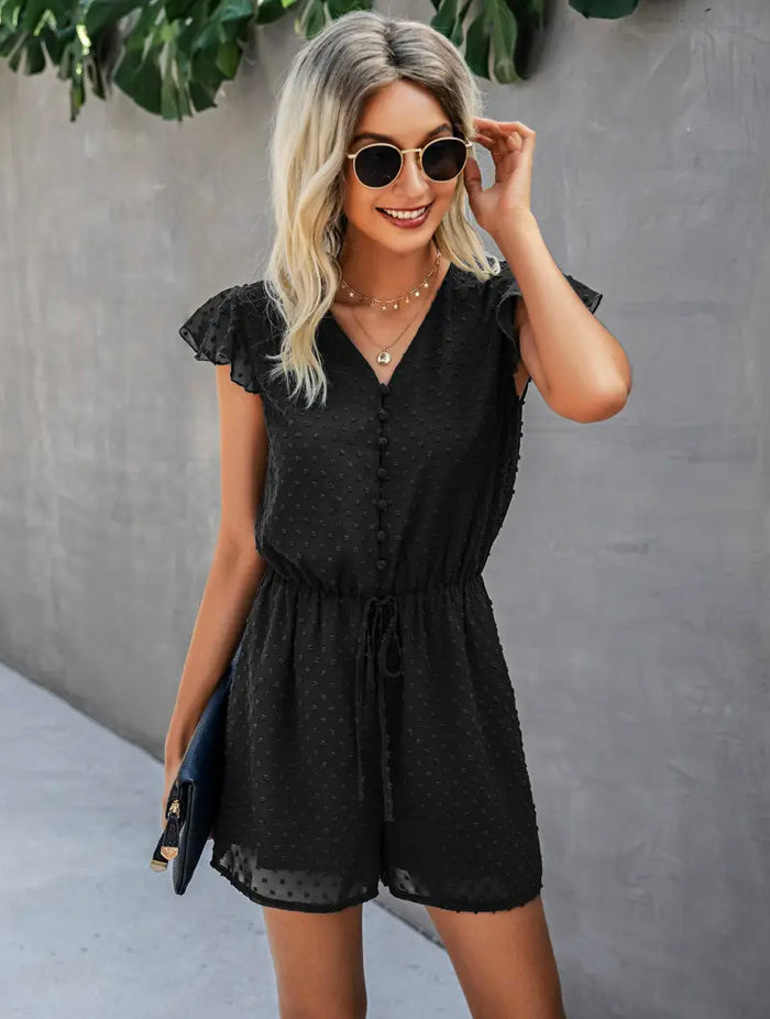 Black Button Romper (S-XL)