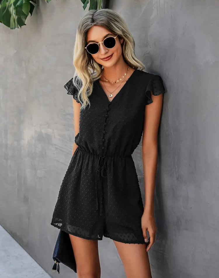 Black Button Romper (S-XL)