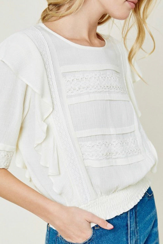 Ivory Ruffle Smock Top