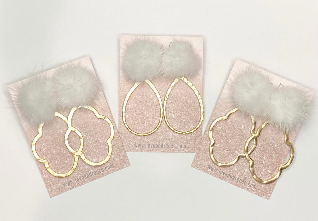 White Fluff Earrings
