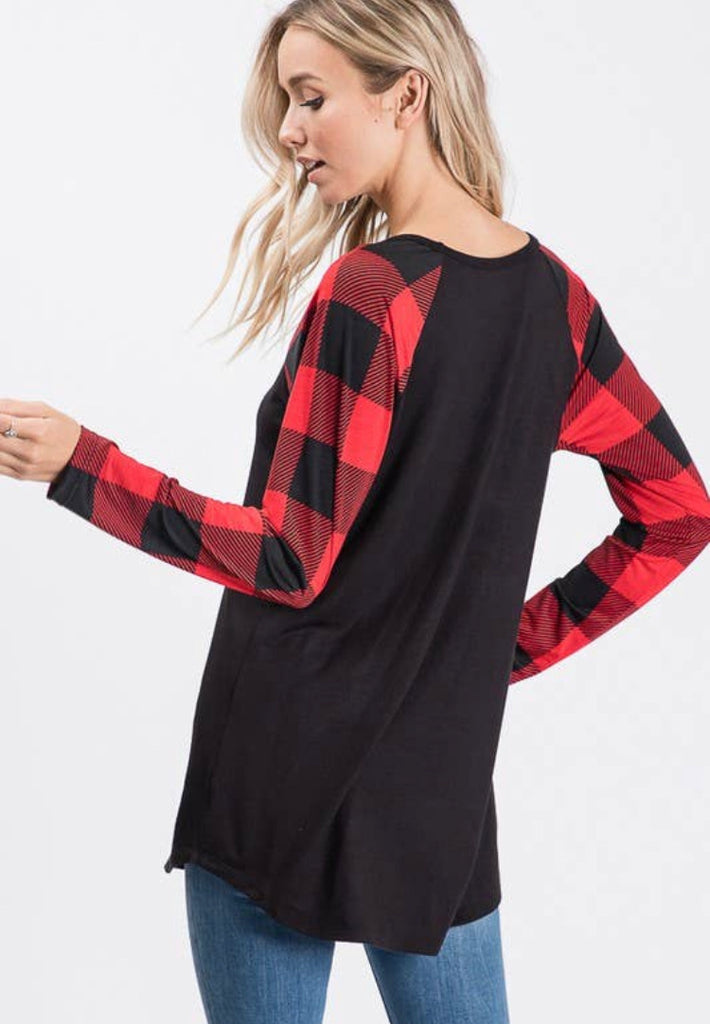 Red & Black Plaid Top (S-3X)
