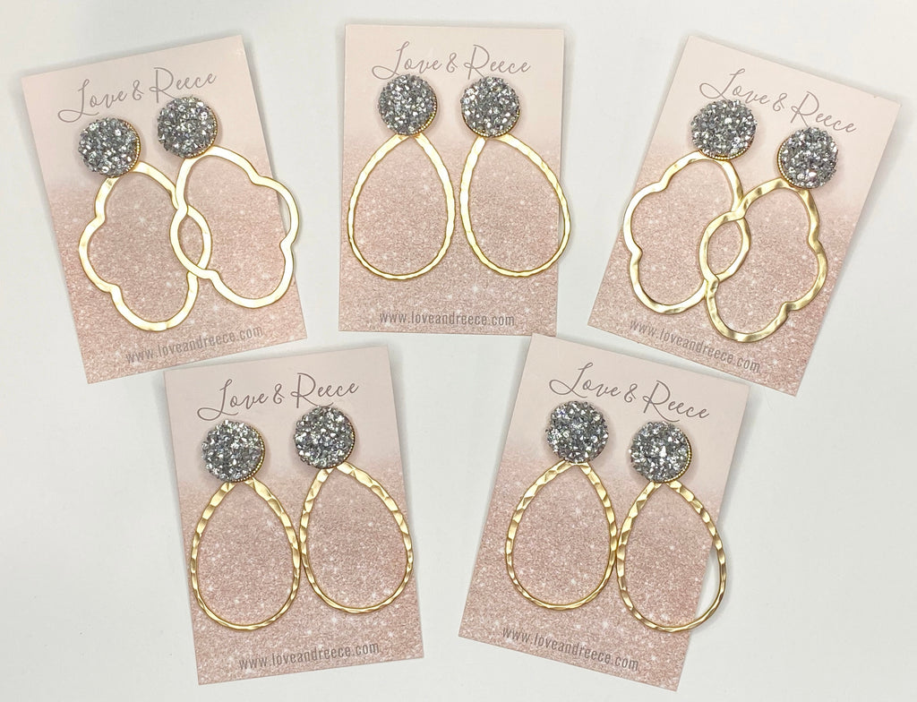 Silver Glitter Earrings