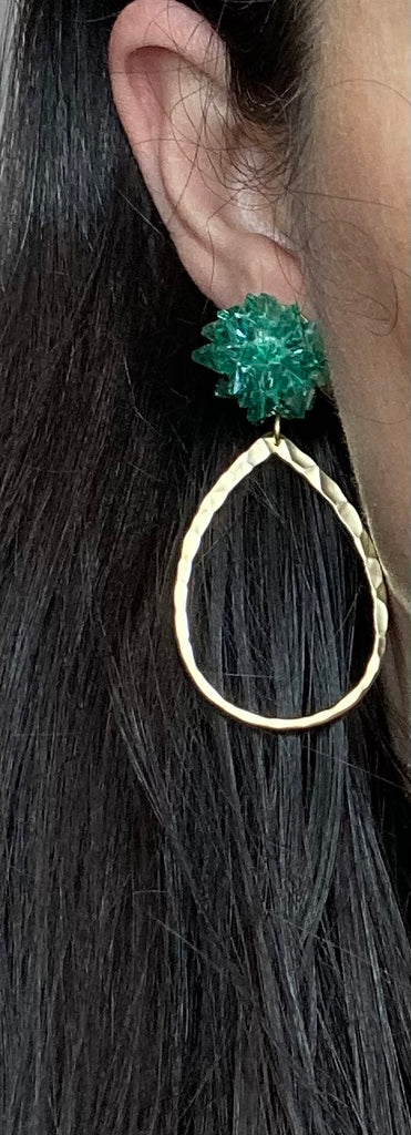 Green Crystal Burst Earrings
